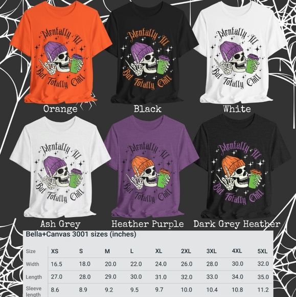 Mentally Ill But Totally Chill Funny Halloween Skeleton Shirt for Coffee Lovers - Picture 10 of 10